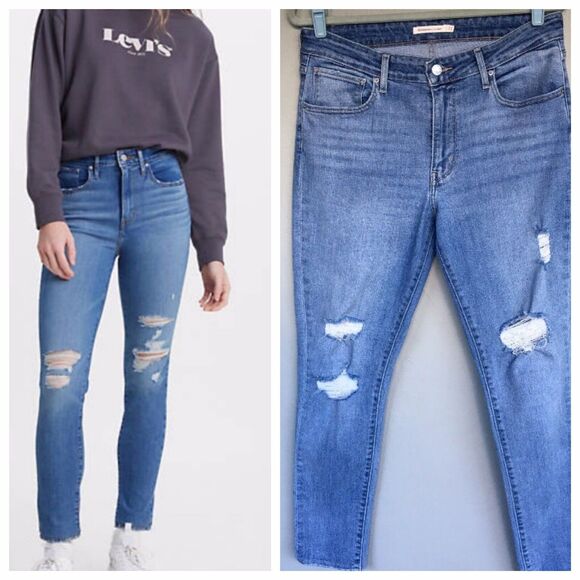 Levi’s 721 High Rise Skinny Jeans Womens 31x30 Distressed Stretch Casual School - Picture 1 of 11